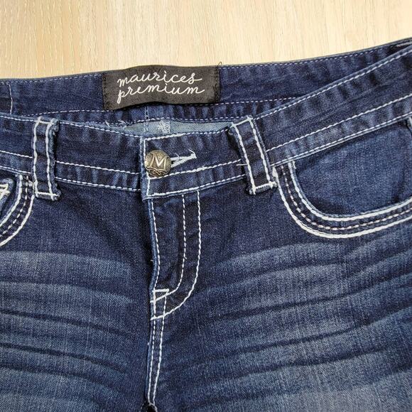 Maurices Premium Embellished Rhinestone Dark Wash Low Rise Denim Jeans 9/10 - Picture 4 of 12